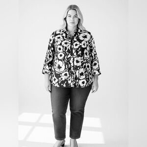 Ralph Lauren‎  Black and White Floral Button Down Shirt. Sz 3XL